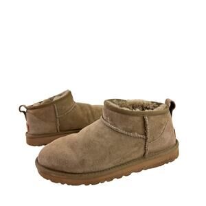 UGG Classic Ultra Mini Womens Bootie 8 Antelope Suede Ankle Boot 1116109 RARE